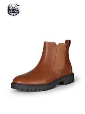Women's Faux Leather Chelsea Ankle Boots Slip-On Heeled Booties